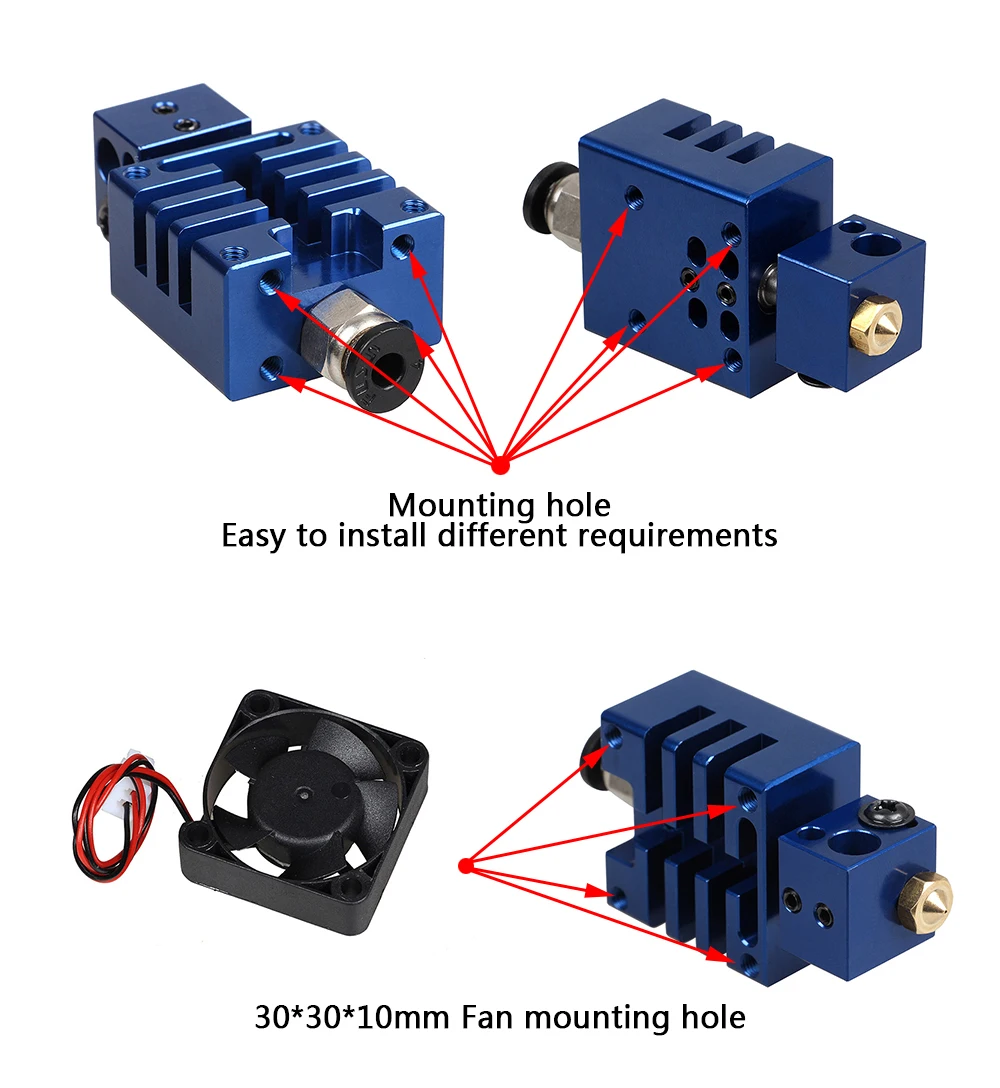 XCR3D высококачественный Улучшенный V6 j-hend цельнометаллический Hotend комплект красный синий 0,4 мм/1,75 мм Насадка для 3d принтера экструдер