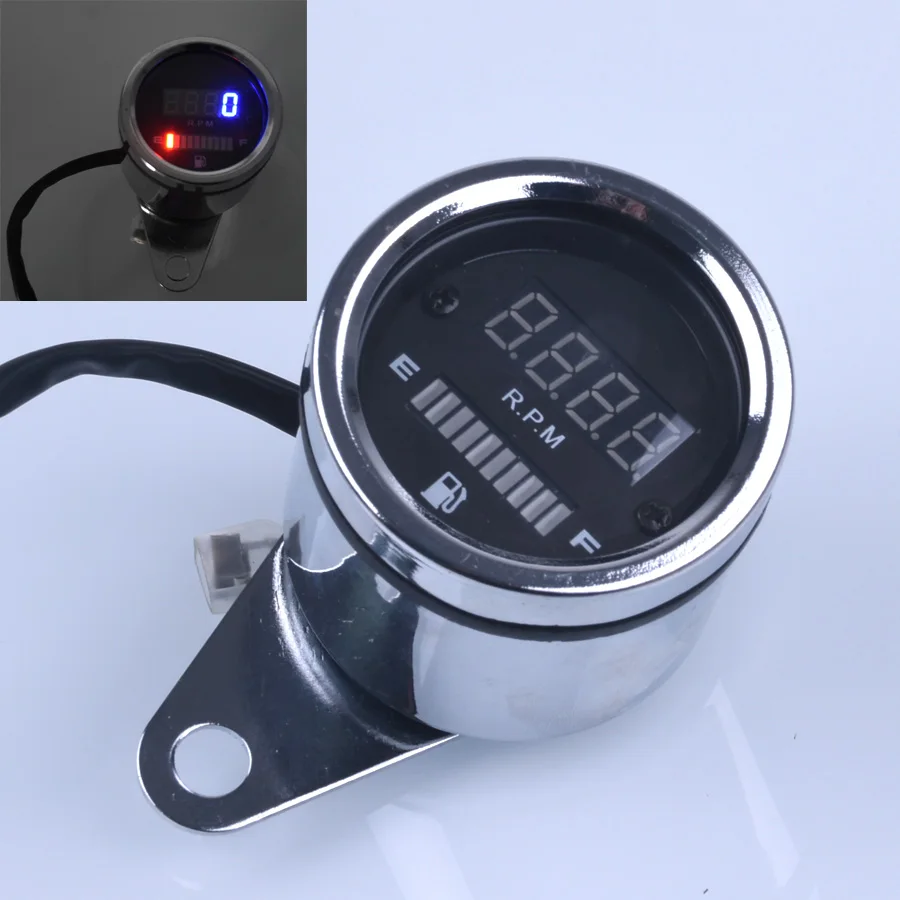 Tachometer Motorcycle ATV RPM Digital Fuel Gauge Motorbike Instrument
