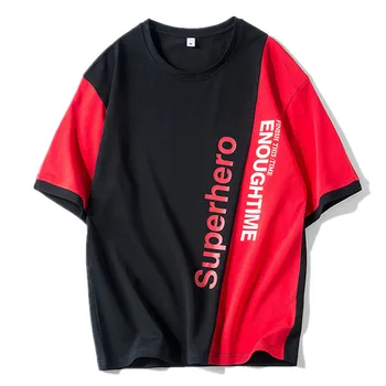

New Fashion Summer Letters Splicing t-Shirt men cotton short sleeves Casual male tshirt marvel t shirts men tops tees