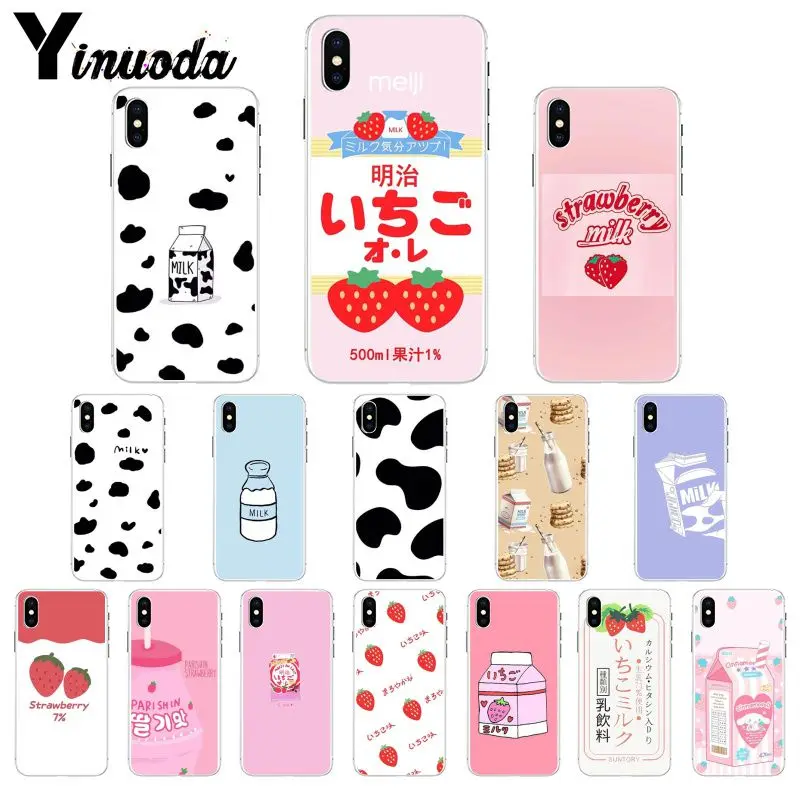 

Yinuoda Summer Cute Strawberry Milk DIY Painted Beautiful Phone Accessories Case for iPhone 8 7 6 6S Plus X XS MAX 5 5S SE XR