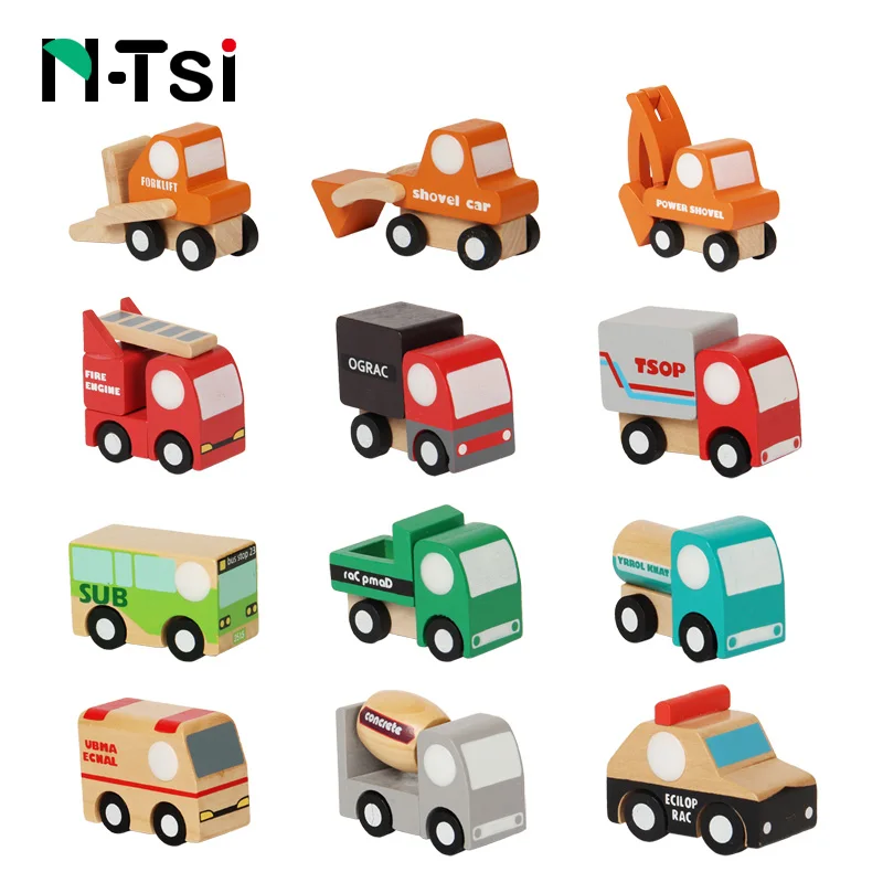 N Tsi Cute Wooden Assorted font b Vehicles b font Raced Model Mini font b Toy