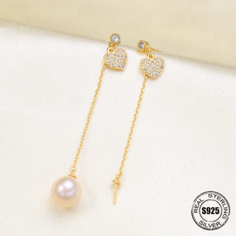 

HOT High Quality 925 Sterling Silver Stud Earrings Settings DIY Pearl Earring Hooks Findings Women's Jewelry Making Accessories