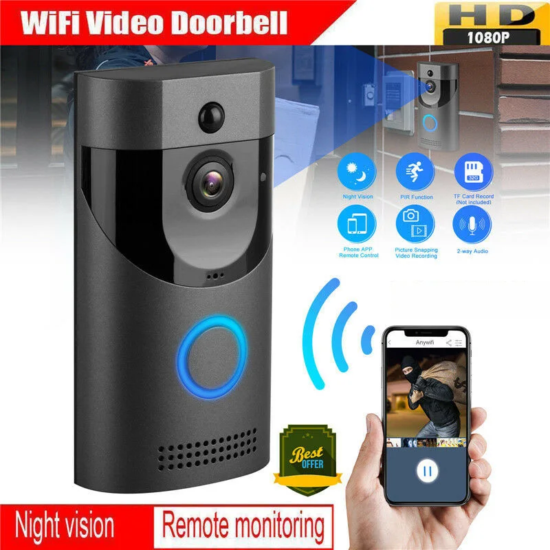 

New waterproof Smart Doorbell Wireless WiFi Intercom Video Door Bell Camera Night Vision Visual Record Remote Security Monitor