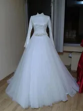 Real Image 2017 Islamic Wedding Dresses Long Sleeve Muslim Bridal Gowns Maxi Size Gelinlik Hijab Luxury Stunning Abiye Elbise