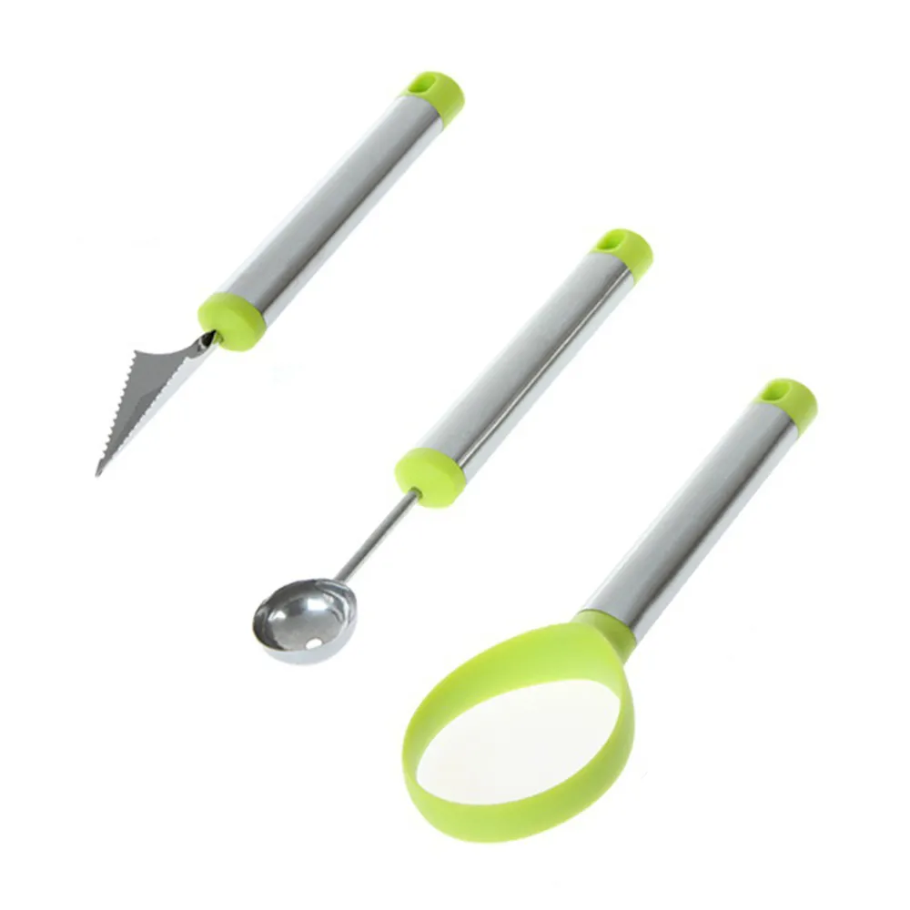 Креативные инструменты для вырезания пищи арбуз набор инструментов из трех ложка для вырезания шариков резьбы семян для удаления кухонного хранения DropshipingAug7 - Цвет: A