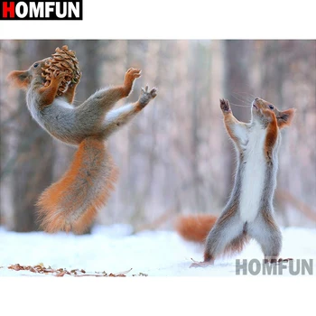 

HOMFUN Full Square/Round Drill 5D DIY Diamond Painting "Animal squirrel" Embroidery Cross Stitch 5D Home Decor A15245