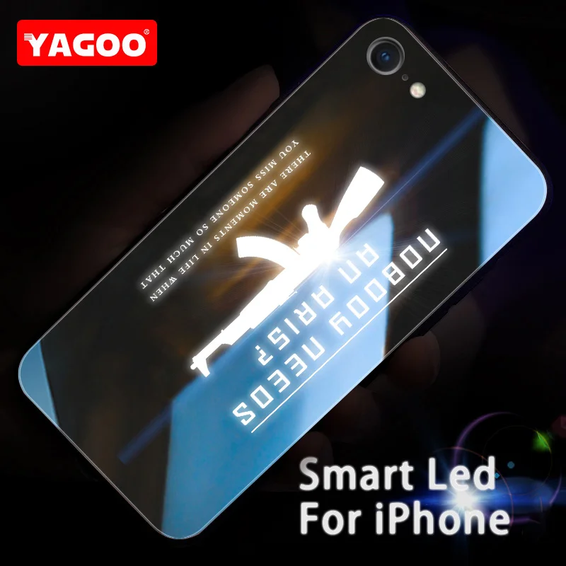 

Yagoo Smart Led Glow Phone Case For iPhone 7 8 Plus Cases Back Cover inch Patterned Funda Luxury Alphabet Silicone Sports