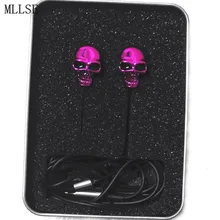 MLLSE Halloween Cool Metal Skull In-ear Earphones Stereo Earbuds Phone Game Headset for Iphone Samsung MP3 MP4 Cosplay with Box