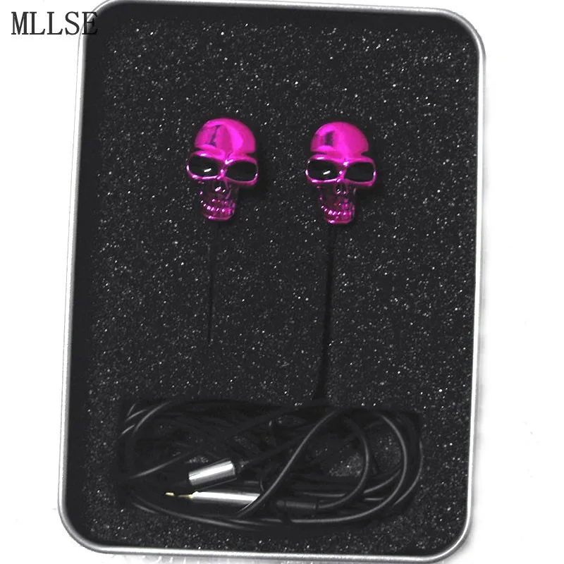 MLLSE de Halloween Juego Del Teléfono Fresco Del Cráneo Del Metal En La Oreja Los Auriculares Auriculares Estéreo Auriculares para El Iphone Samsung MP3 MP4 Cosplay con la Caja
