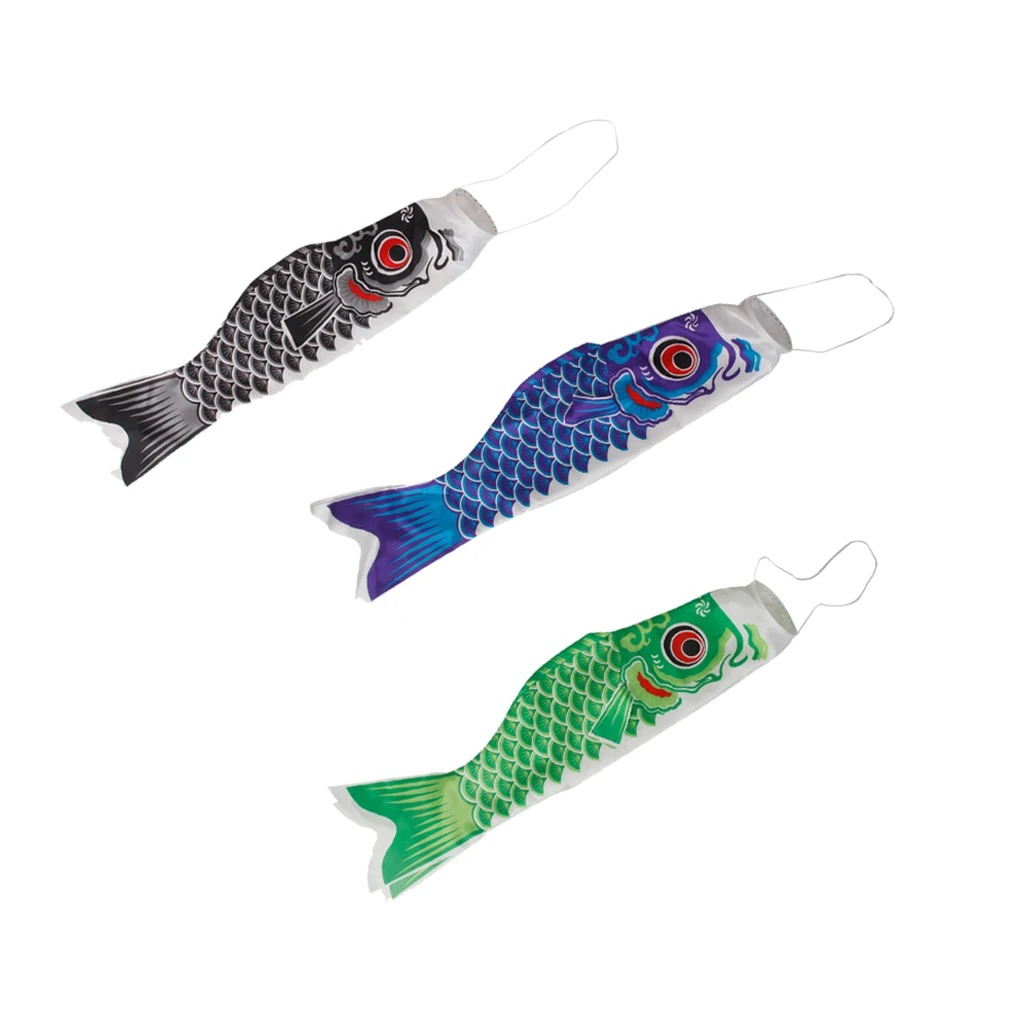 3Pcs Fish Kite Carp Flag Koinobori Windsock Japanese Wind Sock Hanging Garden Hanging Decoration Garden Supplies