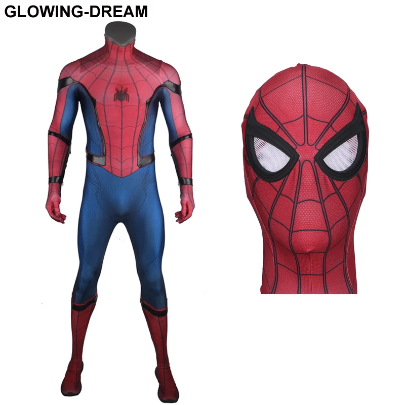 High Quality HomeComing Spiderman Cosplay Costume With Relief Spider For Man Tom Spiderman Costume For Man With U-zipper High Quality HomeComing Spiderman Cosplay Costume With Relief Spider For Man Tom Spiderman Costume For Man With U-zipper