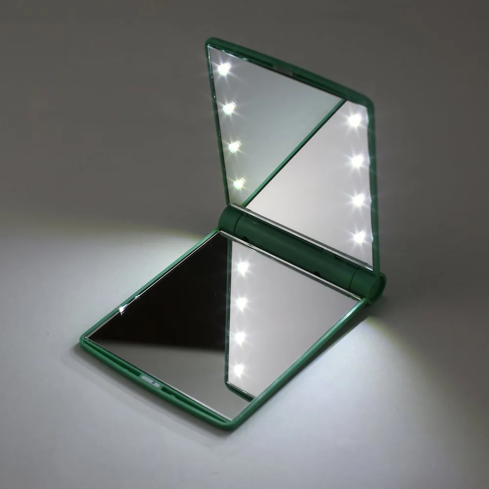 Compact Folding Opening Portable Pocket LED Make Up Mirror