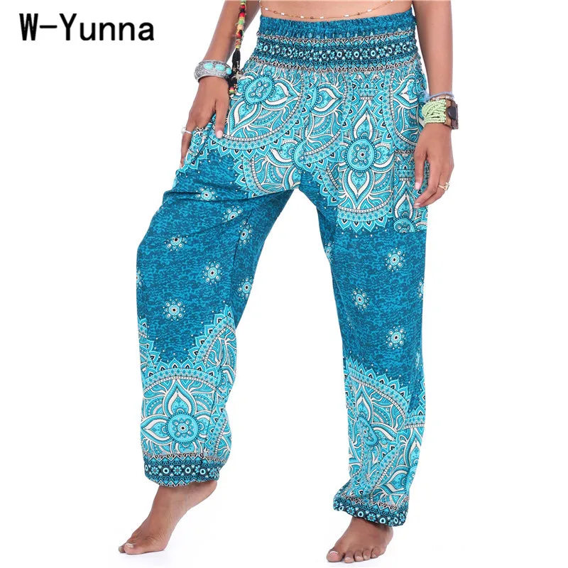 W-Yunna 3d Printing Seaside Loose Belly Dance Pants Wide Leg Workout Bloom Ethnic Style Streetwear | Женская одежда