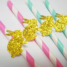 Пользовательские золотые блестящие милые маленькие Банни бумажные соломинки Свадебные для новобрачных, вечеринка в честь новорождённого дня рождения размешиватели напитков/декоративные соломинки