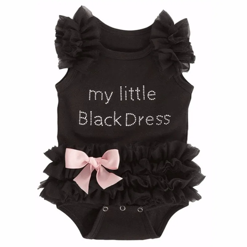 Baby Girl Rompers Black Kids Jumpsuits One Pieces 1st Birthday Outfits 12 Months Jumpsuit Newborn Roupas Baby Summer Clothes cool baby bodysuits	