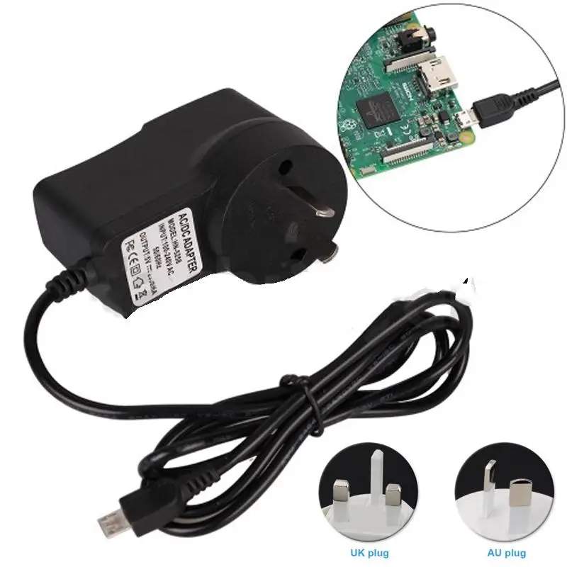 

amzdeal 5V 2.5A Power Supply Adapter Micro USB Female Port For Raspberry Pi 3 UK/AU Plug