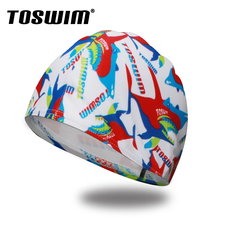 Toswim nylon Swimming cap for beginners comfortable Colorful print design stylish swimming cap