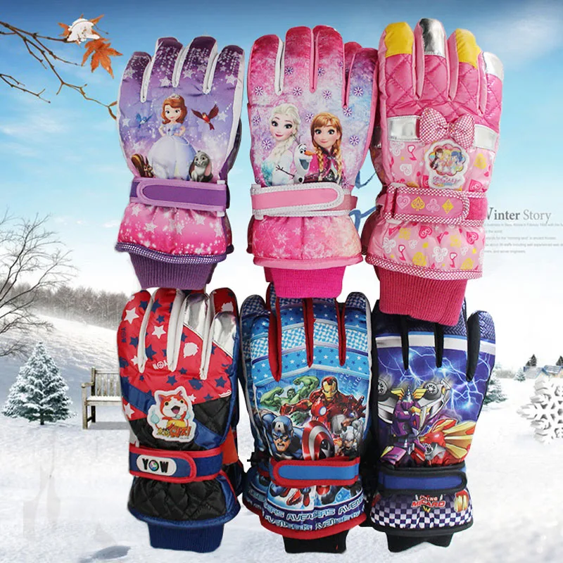 

New Brand 3-12Yrs Winter Kid Waterproof Cycling Ski Cartoon Gloves Snowboard Children Girl Boy Windproof Breathable Finger Glove