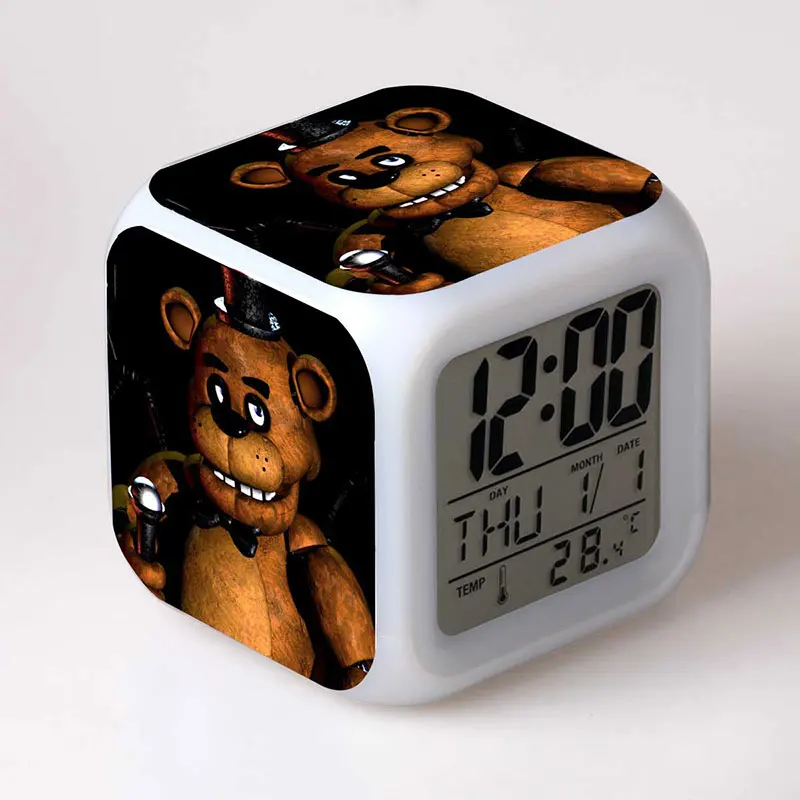 

Model FNA five nights at freddy Anime Figurine LED Alarm Clock Colorful Flash Light freddy Bear Figure Toys