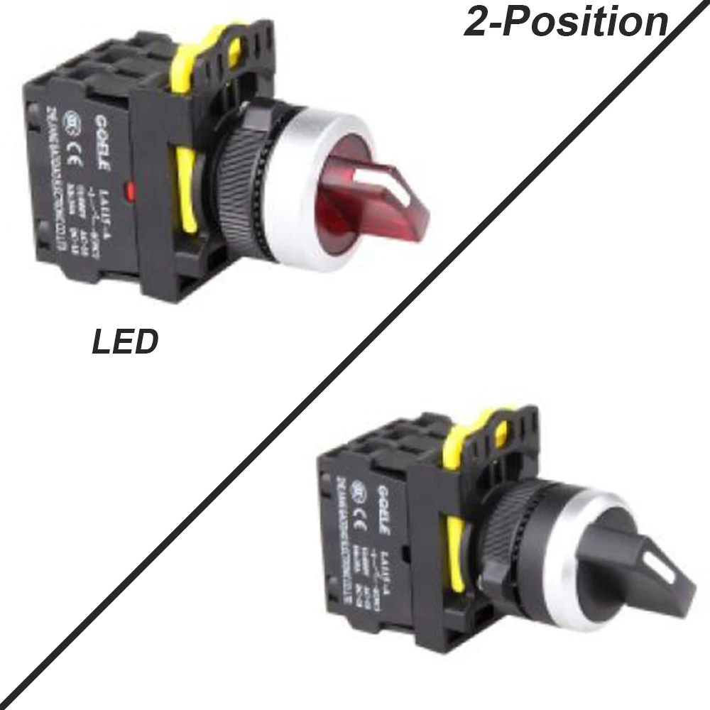 

5 PCS 2 Position Push button switch Selector switch short handle LED Latching OR Momentary 1NO 1NC 2NO 2NC Waterproof IP65
