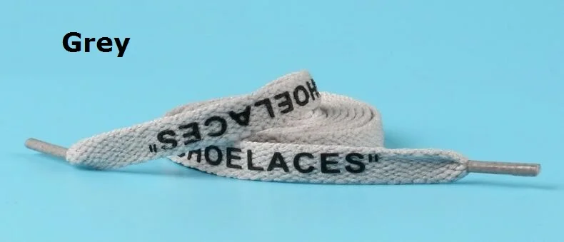 Напечатаны OW шнурки от кроссовок Белое кружево Kanye Мода аксессуары для обуви AJ кружева Овальные Плоские не протирающие печати "шнурки"