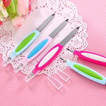 

Random Color Multi-fuction Metal Nail File Cuticle Remover Trimmer Sanding Nail Art Buffer Polish Tool Files For Buffer Manicure