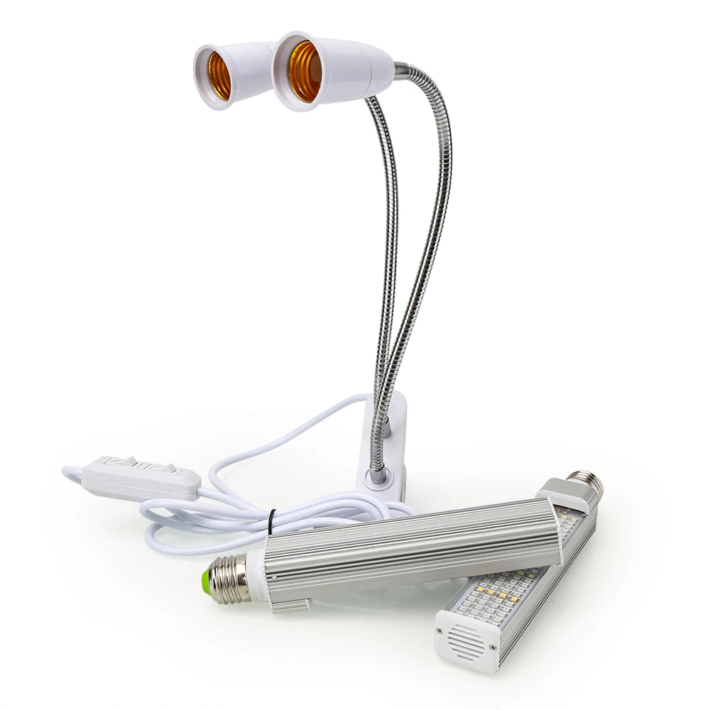  60W Full Spectrum LED Grow Light with Holder Switch Plant Phytolamp Dual Head Growing Lamp for Indo - 32988663495