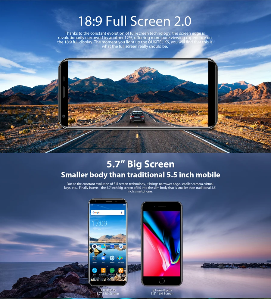 Oukitel K5 4G 18:9 5 7 'ƈ ГБ Оперативная память 16 Встроенная двойной задней камер Android 0