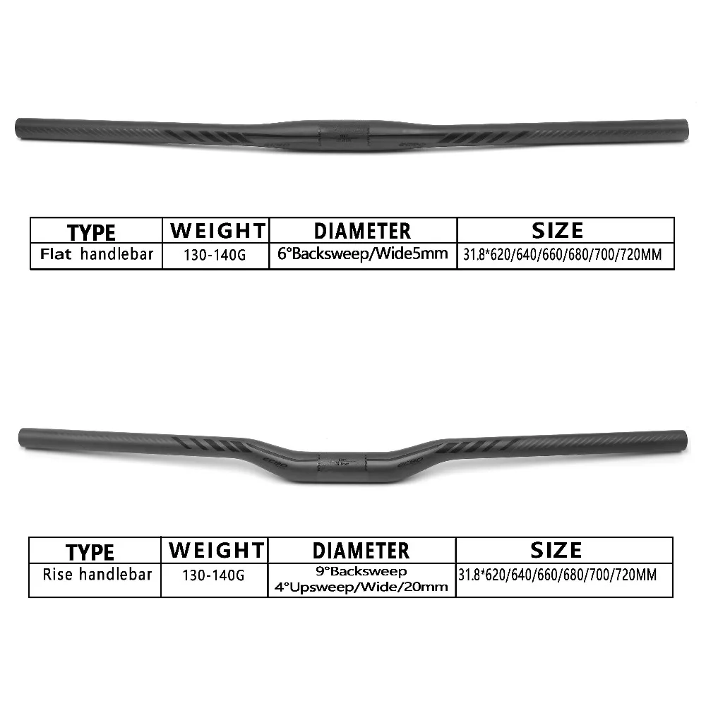 EC90 Carbon Fiber Bicycle Handlebar Mountain Bike Carbon Handlebars 600mm - 760mm Mtb Bicycle Parts (2)