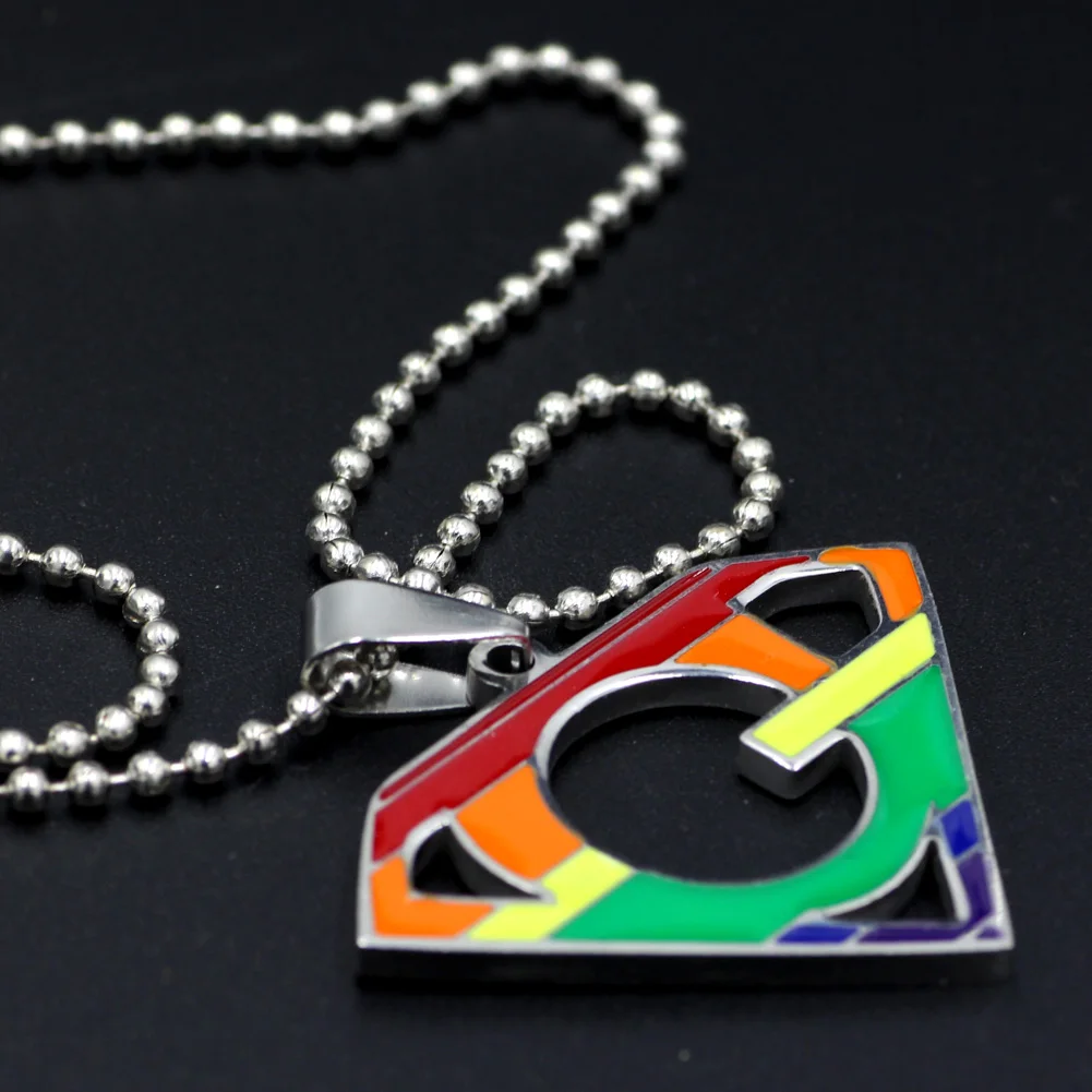 

Stainless Steel Super Gay Rainbow Pendant LGBT Gay and Lesbian Pride Necklace