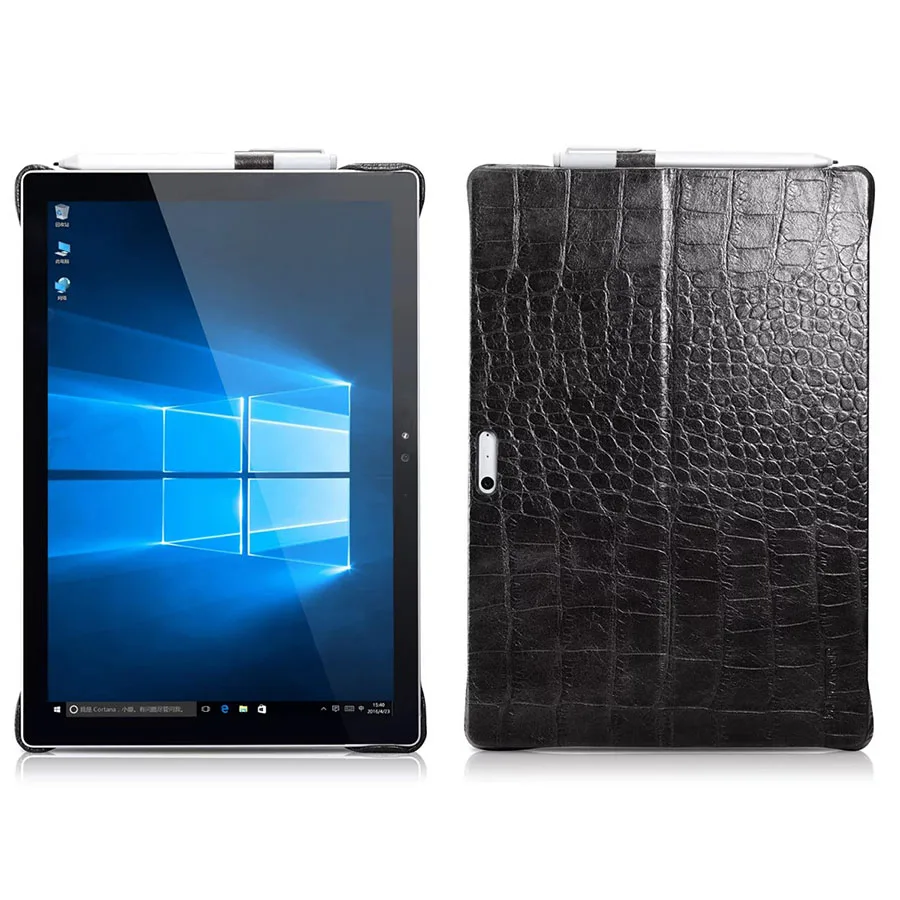 

Genuine Cowhide Leather Back Cover with Pen Holder Case for Microsoft Surface Pro 4/5/6 new surface pro 2017 12.3