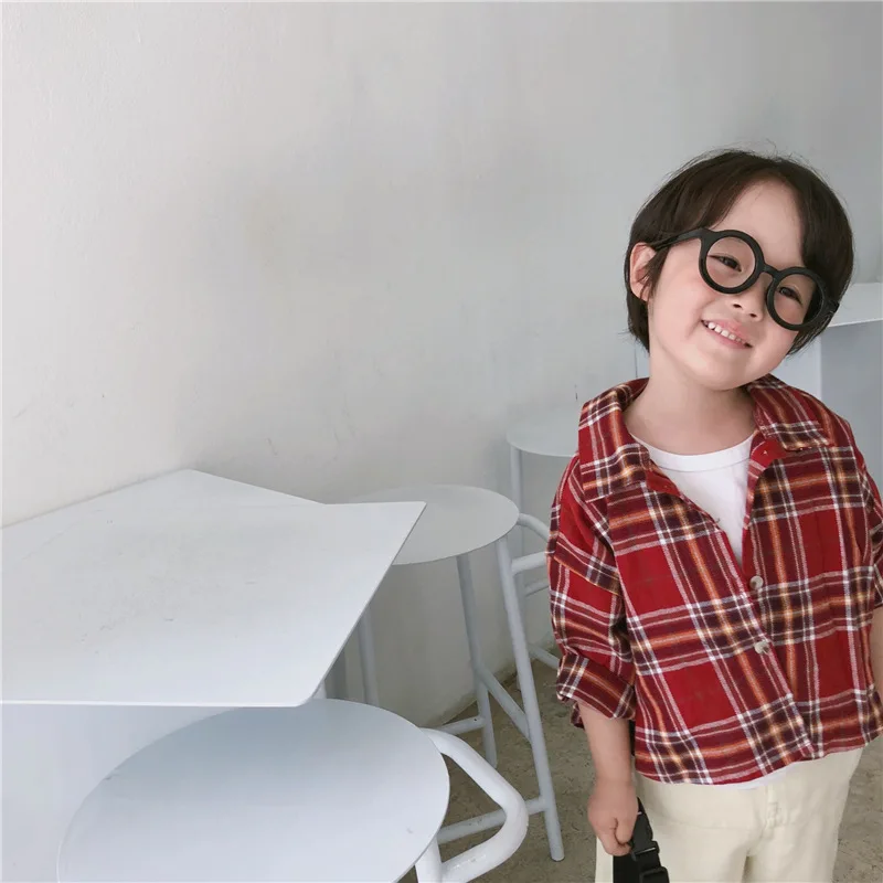 Celveroso new spring Cute Baby Kids Boys Girls Long Sleeve Shirt Plaids Checks Tops Blouse New Fashion Clothes Casual