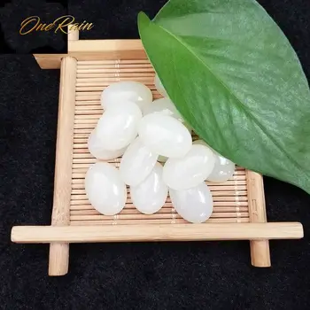 

OneRain Free Shipping 1 PCS Top Quality 12 * 16 Oval Natural White Hetian Jades Loose Gemstones For DIY Jewelry Making Wholeslae