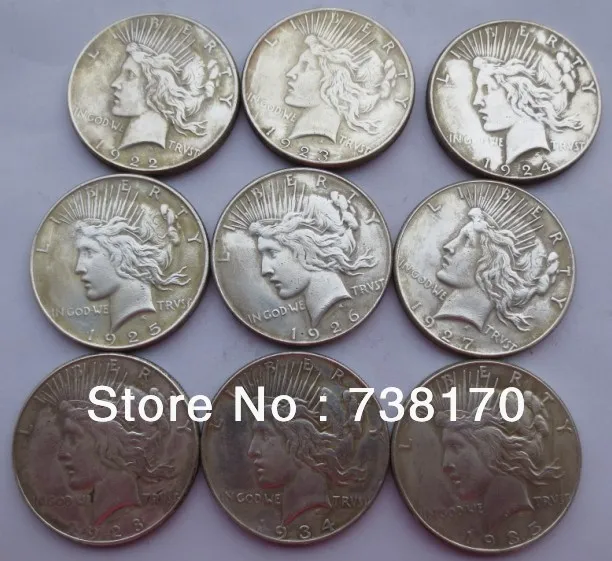 Оптовая продажа (посеребренный) доллар мира (1922S 1935S) 9 штук копии монет|coin coins|coin