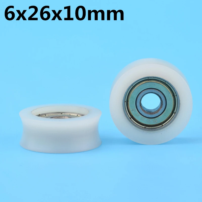 1pcs 6x26x10 Mm U Groove Nylon Plastic Wheel With Bearings Pom Hard