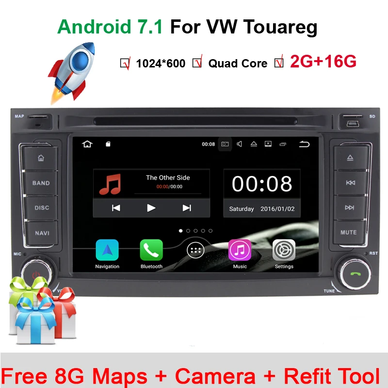 

HD 1024*600 7 Inch 2 Din In Dash Quad Core Android 7.1.1 Car DVD GPS For VW Touareg T5 2004-2011 Stereo Video DVR OBD 4G WiFi