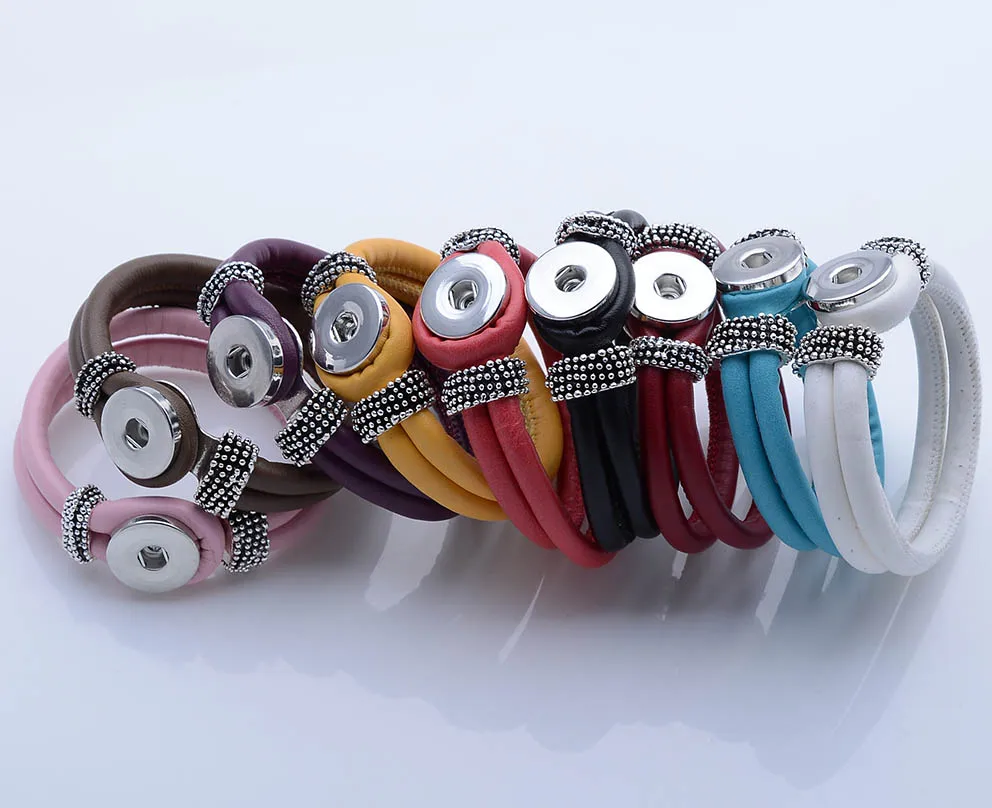 

Nine colors snap Bracelet leather bracelet fit 18mm snap button CB0017