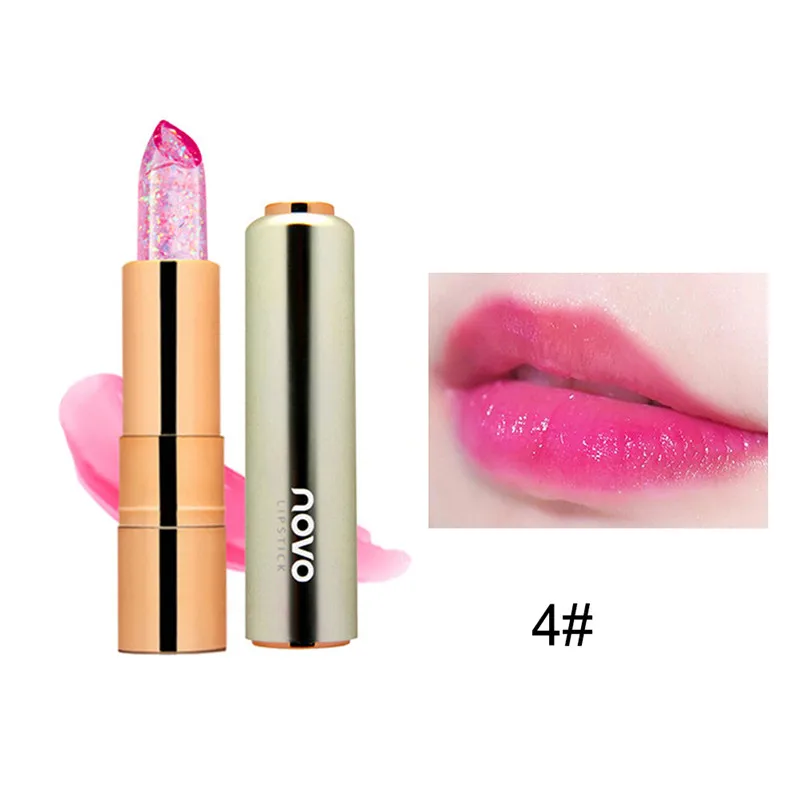 Moisturizer Long-lasting Jelly Gold foil Lipstick Makeup Temperature Changed Colorful Lip Blam Pink Pintalabios Transparent - Цвет: 04