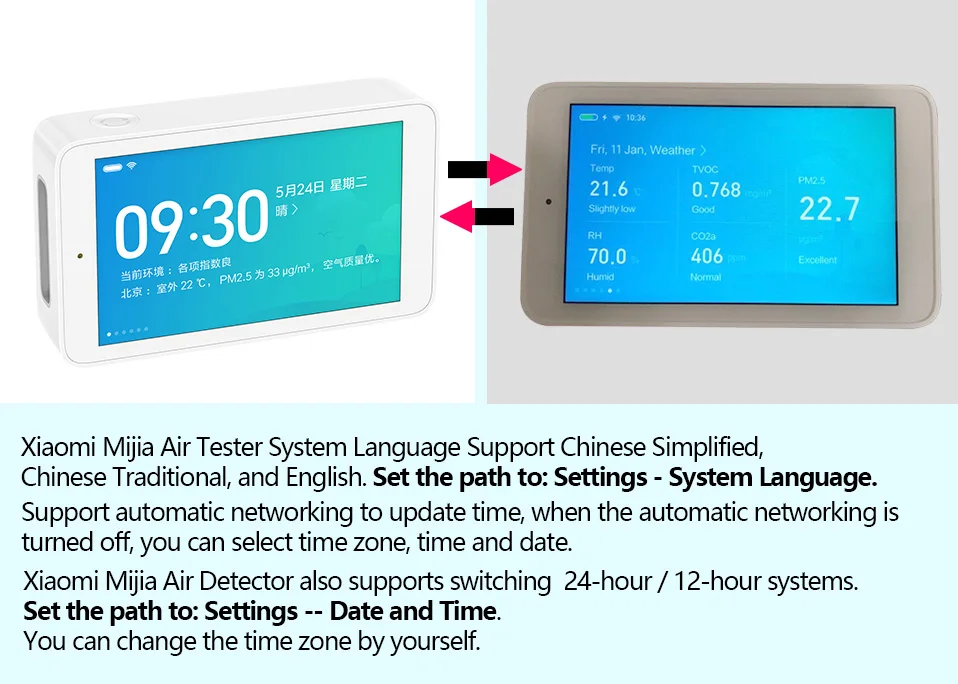 Детектор воздуха Xiaomi Mijia 3,97 дюймов экран Высокоточный сенсор разрешение USB интерфейс домашний офис PM2.5 мониторинг