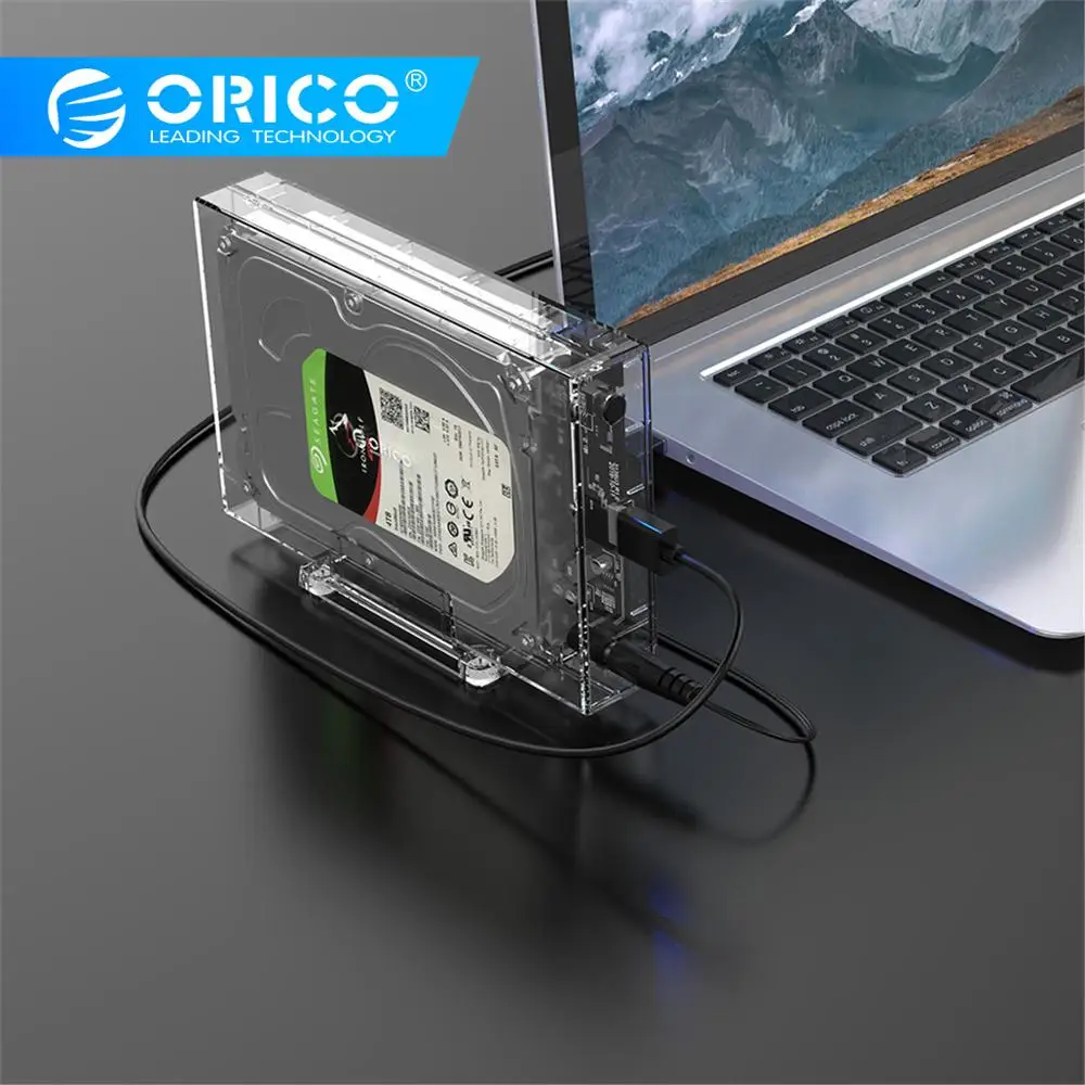 

ORICO 3.5 inch Transparent HDD Enclosure With Holder 5Gbps High Speed Transmission HDD Case 12TB Large Capacity Storage HDD Box