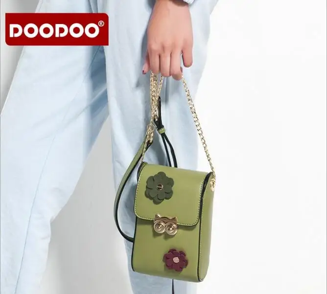 

DOODOO Hot Sale Leather Handbag Cute Flap Fashion Small Chain Crossbody Bag Floral Girls Bags Women Bag FR473