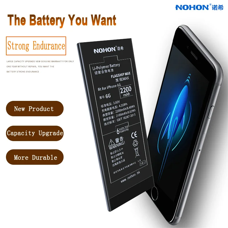 Original NOHON Battery For iPhone 6 6G Replacement Phone Batteries
