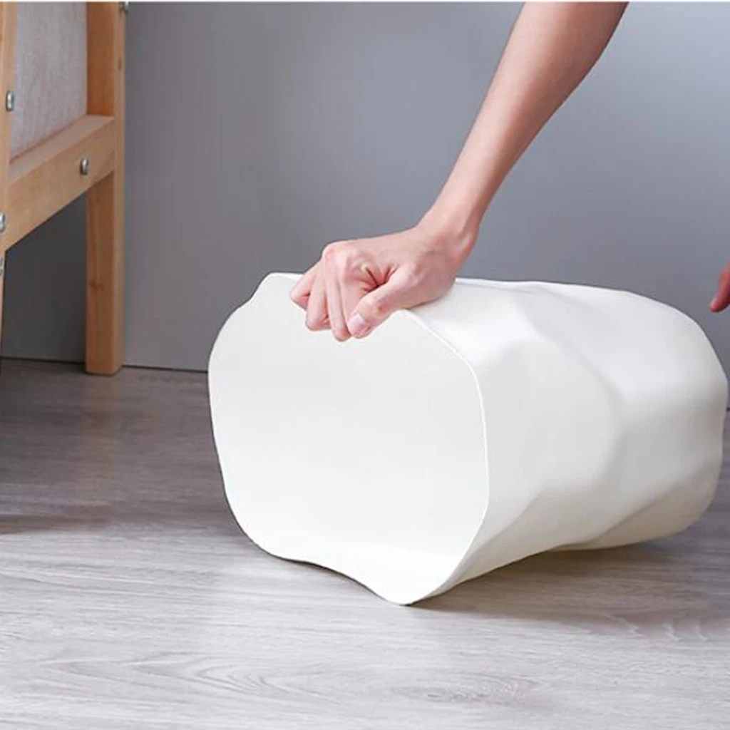 2pcs Unique Wrinkle Waste Bin Office Basket Trash Can Dustbin Red & White