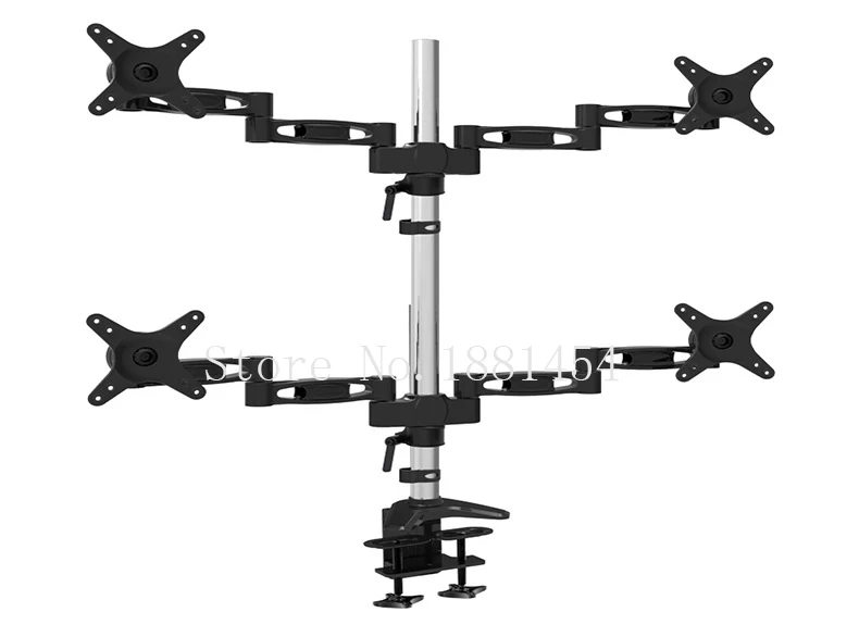 With big base four screen table mount lcd tv stand full motion height