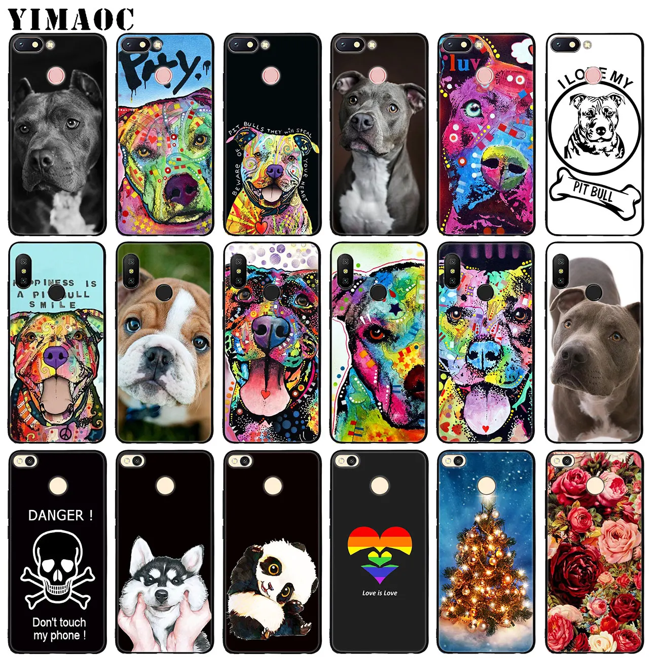 Мягкий силиконовый чехол YIMAOC Pitbull dog для Xiaomi Redmi K20 Pro 6A 7A Note 8 7 5 6 Mi черный цветочный