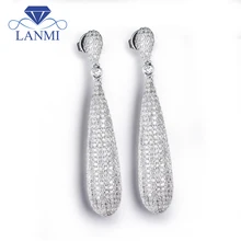 14kt белые золотые серьги с бриллиантом s для женщин, длинные золотые серьги на продажу, проложенные золотые серьги с бриллиантом блестящие украшения ER009