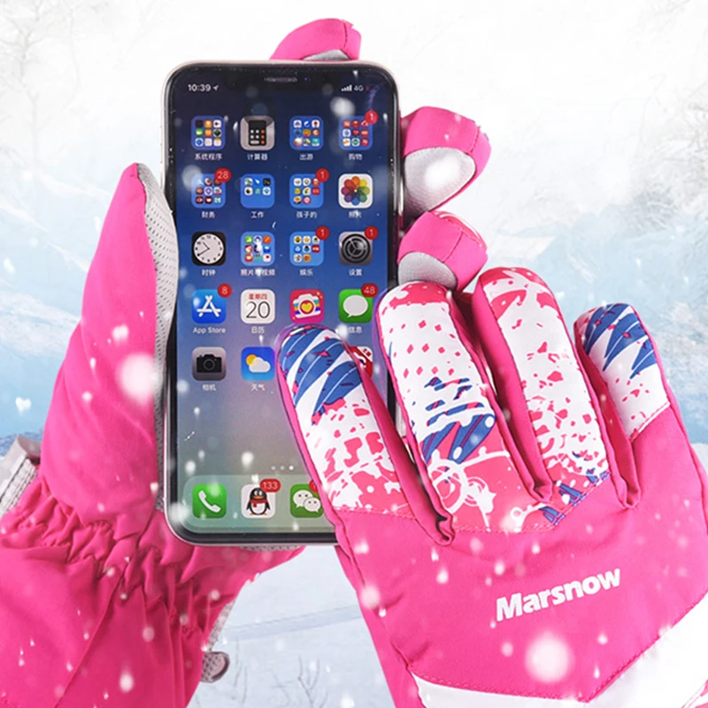 Invierno mantener caliente a prueba de viento de esquí Guantes de las mujeres de los hombres de nieve mitones impermeable esquí de nieve Guantes de esqui