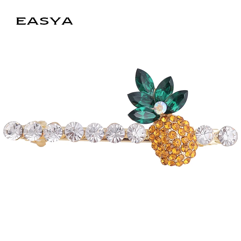 

EASYA Pineapple Barette Headwear Hair Jewelry 6.7x2.7cm Yellow Pineapple Hair Accessories Rhinestone Fashion Pearls Hair Jewelry