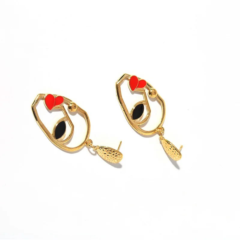 Top Selling Simple Human Face Earring Womens Metal Earrings For Girls