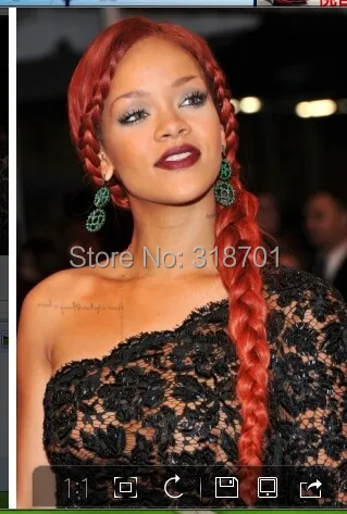 

Celebrity Hairstyle Long Copper Red Lace front Wig Rihanna's Hairstyle lace Front wigs free shipping